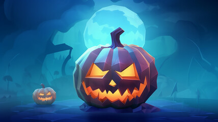 Fototapeta premium polygonal background on halloween poster. Generative AI