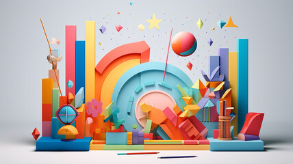 background back to school bright modern 3d. Generative AI