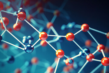 An illustration of a network of molecules, forming a chain-like structure, symbolizing polymer chemistry Generative AI - obrazy, fototapety, plakaty