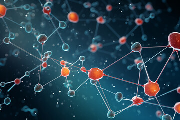 A picture of a network of molecules, with different shapes and sizes, representing various molecular structures Generative AI