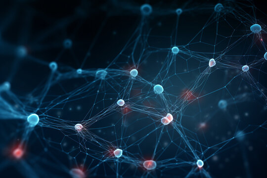 An illustration of a network of molecules, forming a web-like structure, representing the dynamics of molecular interactions Generative AI