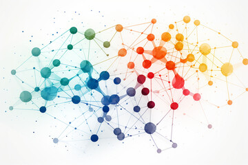 An image of a network of interconnected dots, with some dots colored differently, highlighting specific nodes or key elements Generative AI