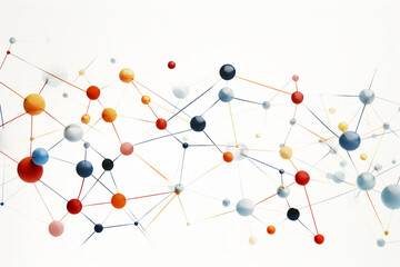An illustration of a network of molecules on a white background, interconnected to represent chemical bonding and interactions Generative AI