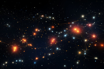 An artistic representation of a network of interconnected dots, forming a constellation-like pattern, suggesting cosmic connections Generative AI
