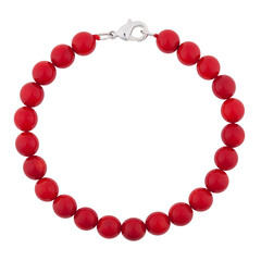 Red mineral bracelet, carved on a white background