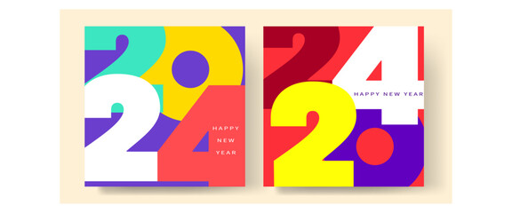 2024 new year design template for poster, flyer, calendar, cover and media post