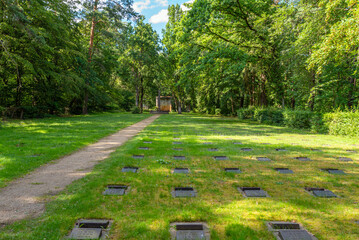 Graves of the victims of war and tyranny at the Südwestkirchhof Stahnsdorf, a famous forest and also celebrity cemetery in the state of Brandenburg south of Berlin
