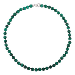 Green mineral necklace cut out on a white background
