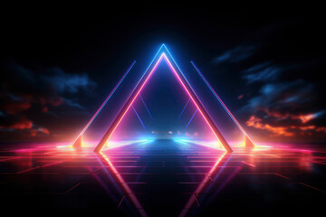 Neon Dreamscape Abstract Panoramic Background with Glowing 3D Render and Ultraviolet Spectrum