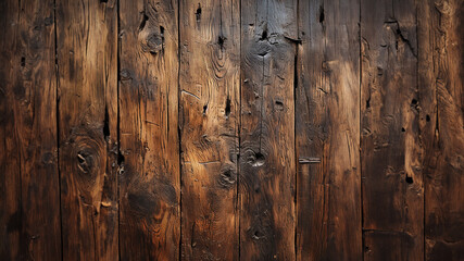 Alte Holzwand mit struktur und verbrannten dunklen Stellen und Holzmuster, ai generativ