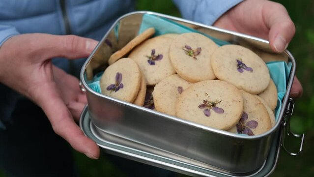 cookies with edible forest violets