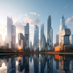 Fototapeta na wymiar A group of skyscrapers of the future