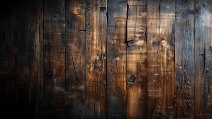 Alte Holzwand mit struktur und verbrannten dunklen Stellen und Holzmuster, ai generativ