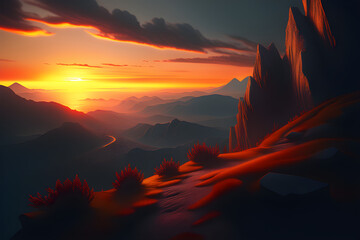 sunset over the mountains.
Generative AI
