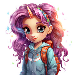 Cute Unicorn Back to School Illustration