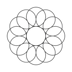 12 Circle graph. Sacred Geometry Vector Design Elements. This religion, philosophy, and spirituality symbols. the world of geometry with our intricate illustrations.