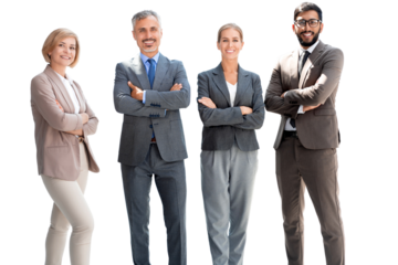 Group of businesspeople standing together on a transparent background