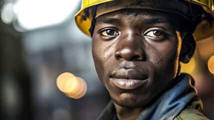 African Coal miner on a black background