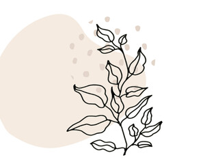 Hand-drawn illustration of the branch of a tree with a cream background