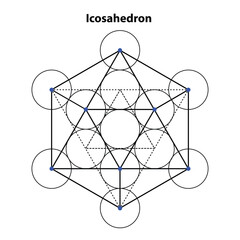 Icosahedron graph. Scared Geometry Vector Design Elements. This religion, philosophy, and spirituality symbols. the world of geometry with our intricate illustrations.