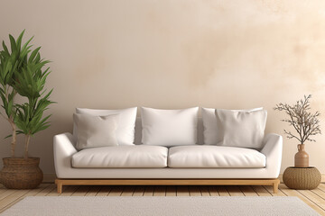 modern minimalist living room style. interior in light colours. generative AI	