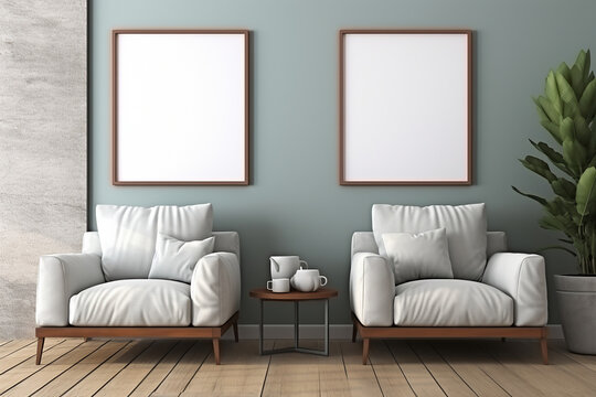 modern minimalist living room style. interior in light colours. generative AI	