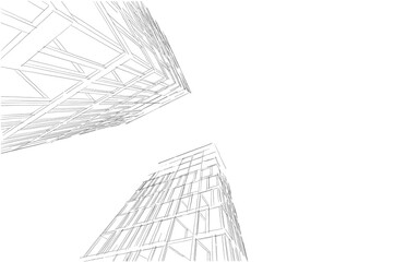 Modern architecture building 3d illustration