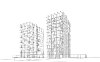 Fototapeta premium Modern architecture building 3d illustration