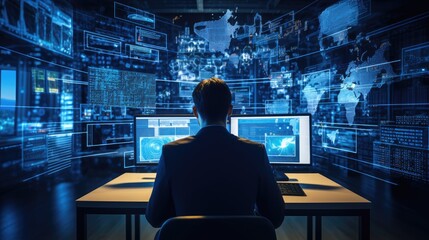 A comprehensive stock image showcasing various aspects of computer systems and technology development. It covers a wide range of topics, including software updates, virtual development, networking - obrazy, fototapety, plakaty