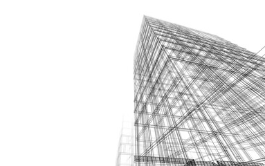 Modern architecture building 3d illustration