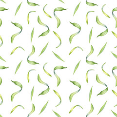 Acai berries and palm leaves watercolor seamless pattern isolated on green. Exotic amazon small purple berries, tropical fruit hand drawn. Design for packaging, wrapping, textile, background, paper