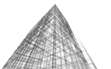 Modern architecture building 3d illustration