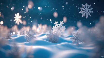 Fototapeta na wymiar Christmas snowflakes on a background, Winter card design, Beautiful fluffy snow.