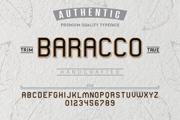 Baracco typeface. For labels and different type designs