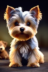 Tiny yorkie dog looking cute, A small dog breed Yorkshire Terrier.