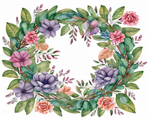 Watercolor wreath from flowers