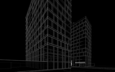 Fototapeta premium Modern architecture building 3d illustration