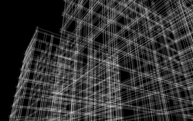 Modern architecture building 3d illustration