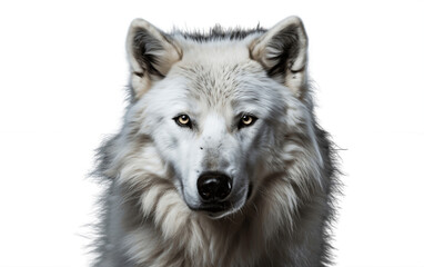 White Wolf Portrait on Transparent Background. Generative AI