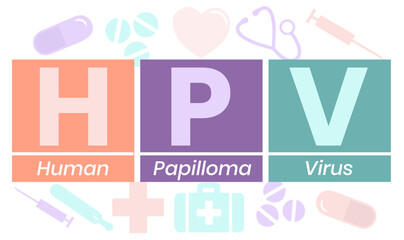 Flat design. HPV - Human Papilloma Virus, medical concept. Vector illustration for website banner, marketing materials, business presentation, online advertising