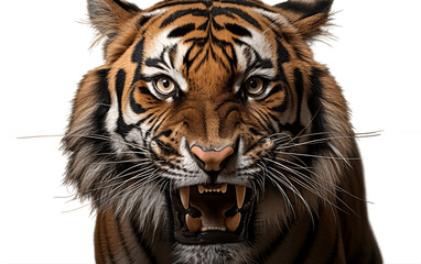 Tiger Portrait on Transparent Background, png. Generative AI