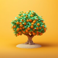 Orange tree for decoration clay cartoon, AI Generated
