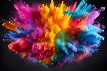 Fototapeta na wymiar Vibrant Burst of Rainbow Holi Powder. Generative AI