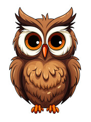 Cute owl character on transparent background. Png element.