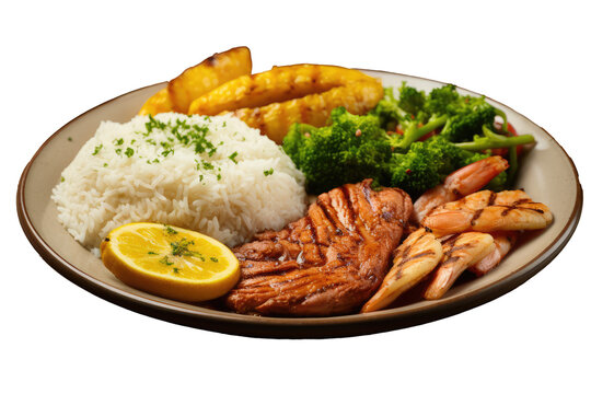 plate with typical brazilian food healthy, Transparent background. generative AI
