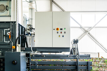 paper recycling truck and forklift loading old papers