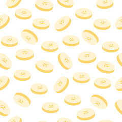 Banana slices seamless pattern. Vector illustration cartoon flat style