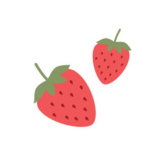 Strawberries on isolated white background.Vector illustration cartoon flat style.