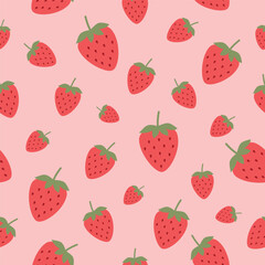 Strawberry seamless pattern. Cute fruit pattern. Vector illustration cartoon flat style