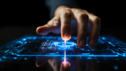 Finger touching a digital screen